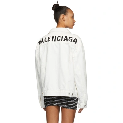 Shop Balenciaga White Denim Logo Jacket In 9765 White