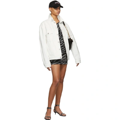 Shop Balenciaga White Denim Logo Jacket In 9765 White