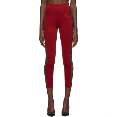 Shop Fendi Red Ff Roma Stamp Leggings In F188l Red