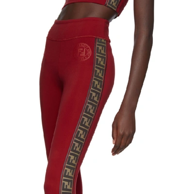 Shop Fendi Red Ff Roma Stamp Leggings In F188l Red