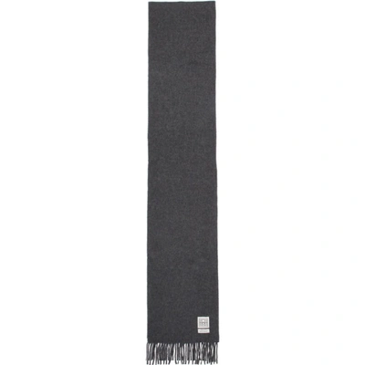 Shop Totême Toteme Grey Bova Scarf In 397 Dk Grey