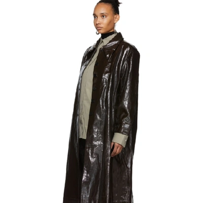 Shop Lemaire Brown Long Shirt Coat In 492 Chocola