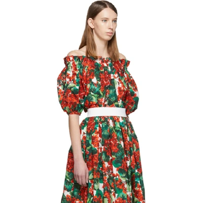 Shop Dolce & Gabbana Dolce And Gabbana Red Geranium Off-the-shoulder Blouse In Hav03 Red