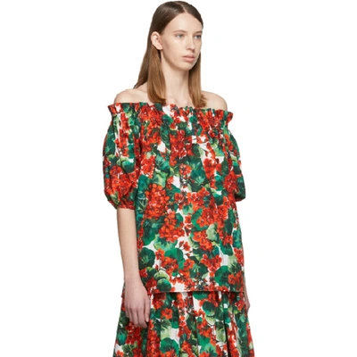 Shop Dolce & Gabbana Dolce And Gabbana Red Geranium Off-the-shoulder Blouse In Hav03 Red