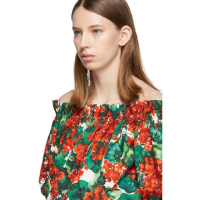 Shop Dolce & Gabbana Dolce And Gabbana Red Geranium Off-the-shoulder Blouse In Hav03 Red