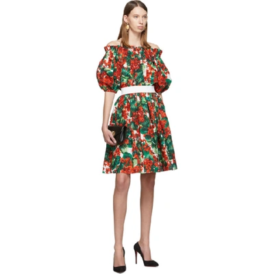 Shop Dolce & Gabbana Dolce And Gabbana Red Geranium Off-the-shoulder Blouse In Hav03 Red