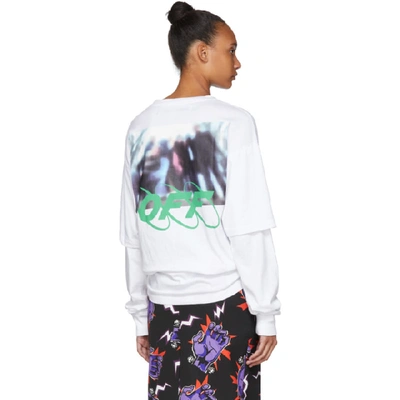 Shop Off-white White Spray Blurred Long Sleeve T-shirt In White Multi