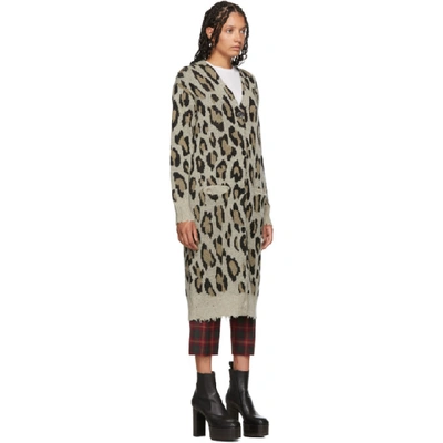 Shop R13 Beige Cashmere Long Cardigan In Leopard