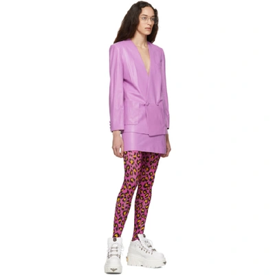 Shop Gucci Pink And Yellow Leopard Tights In 5675 Pink