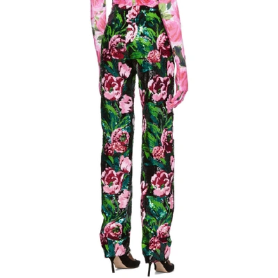 Shop Richard Quinn Black Floral Embellished Trousers