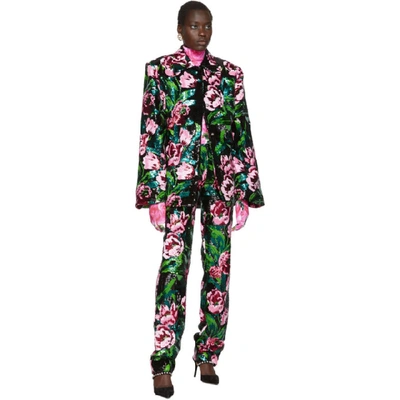 Shop Richard Quinn Black Floral Embellished Trousers