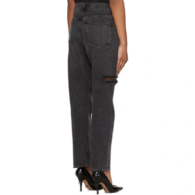 Shop Agolde Black Parker Easy Straight Jeans In Sense