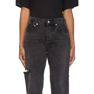 Shop Agolde Black Parker Easy Straight Jeans In Sense