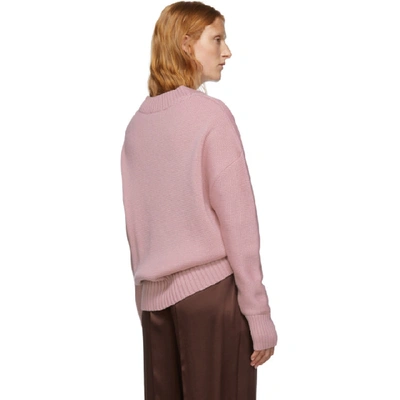 Shop Ami Alexandre Mattiussi Pink Oversized Logo Sweater In 650 Rose