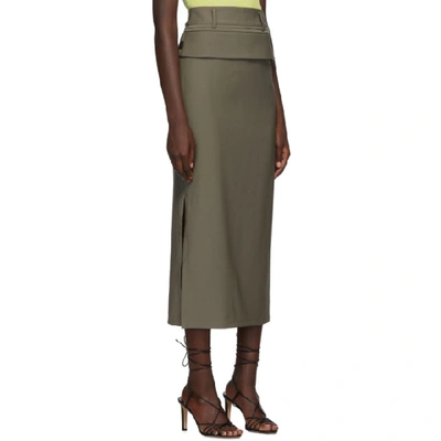 Shop Christopher Esber Taupe Double Belted Contoured Skirt In Reed Green