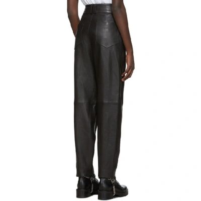 Shop Balmain Black Leather Tapered Pants In 0pa Black