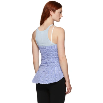 Shop Alexander Wang Blue & White Ruched Zipper Tank Top In 980 Blue St