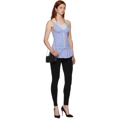 Shop Alexander Wang Blue & White Ruched Zipper Tank Top In 980 Blue St