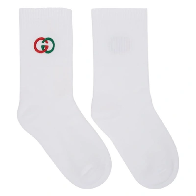 Shop Gucci White Interlocking G Tennis Socks
