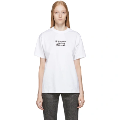 Shop Burberry White Carrick T-shirt