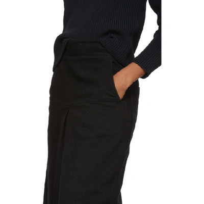 Shop Tibi Black Denim Drape Mid Skirt