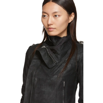 Shop Rick Owens Black Blister Biker Leather Jacket