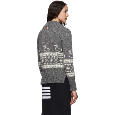Shop Thom Browne Grey Duck Fair Isle Jacquard Sweater In 035 Med Gre
