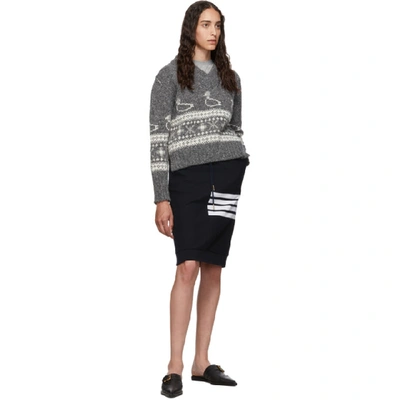 Shop Thom Browne Grey Duck Fair Isle Jacquard Sweater In 035 Med Gre