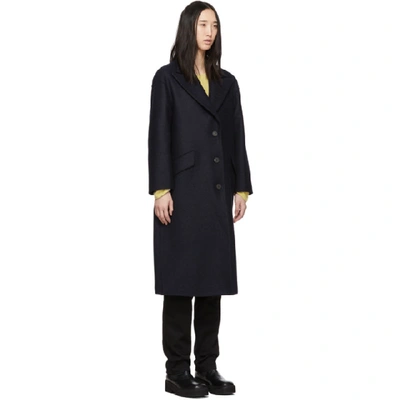 Shop Harris Wharf London Navy Pressed Wool Oversized Great Coat In 358 Navy