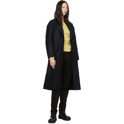 Shop Harris Wharf London Navy Pressed Wool Oversized Great Coat In 358 Navy