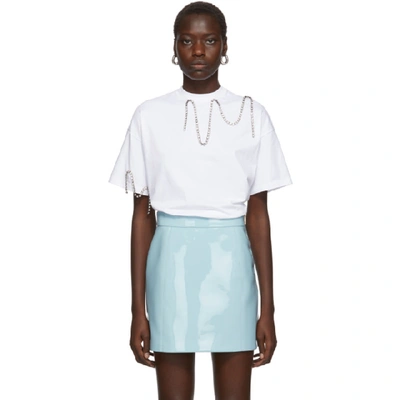 Shop Christopher Kane White Crystal Squiggle Cupchain T-shirt In 9000 White