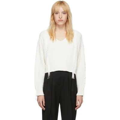 Shop 3.1 Phillip Lim / フィリップ リム 3.1 Phillip Lim White Cropped Weave Sweater In Iv122 Ivory