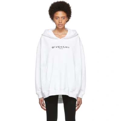 Shop Givenchy White Vintage Logo Hoodie