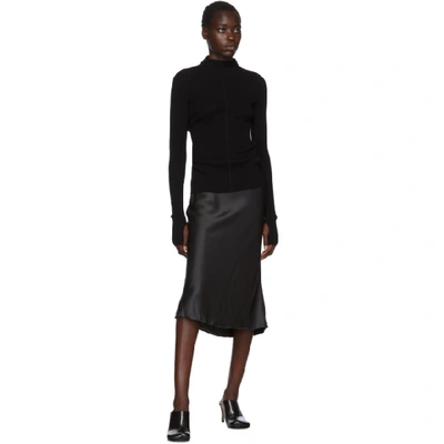 Shop Helmut Lang Black Double Satin Slip Skirt In Graphite
