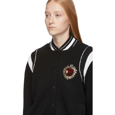 Shop Givenchy Black Knitted Apple Patch Bomber Jacket