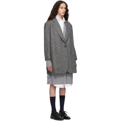 Shop Thom Browne Grey Supersized Sack Coat In 035 Med Gre