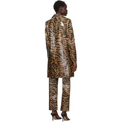 Shop Kwaidan Editions Orange And Black Tiger Car Coat In Caramel/bla
