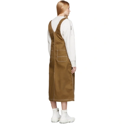 Shop Carhartt Work In Progress Brown W Bib Long Overall Dress In Ham Brown