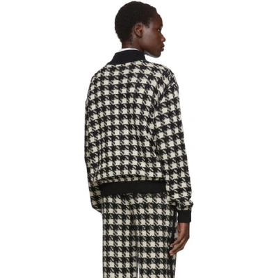 Shop Gucci Black & Off-white Short Houndstooth Bomber In 9207 Natura