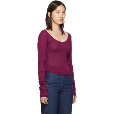 Shop Lemaire Pink Bare Shoulder Second Skin Sweater In 326 Magenta