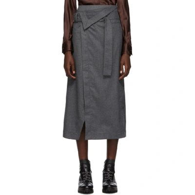 Shop 3.1 Phillip Lim / フィリップ リム 3.1 Phillip Lim Grey Flannel Side Wrap Skirt In Me048 Grey