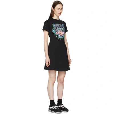 Shop Kenzo Black Tiger Flared T-shirt Dress