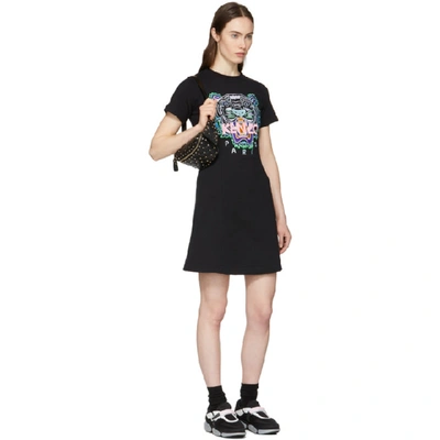 Shop Kenzo Black Tiger Flared T-shirt Dress