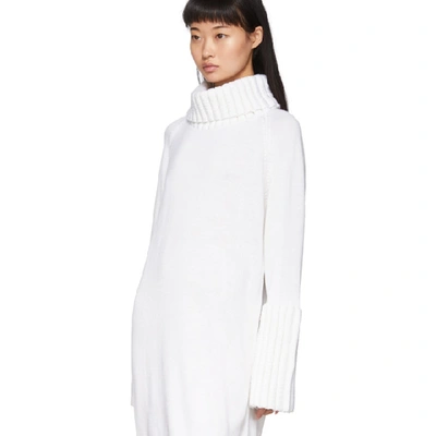 Shop Mm6 Maison Margiela White Turtleneck Dress In 100f White