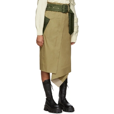 Shop Sacai Beige And Khaki Cotton Skirt