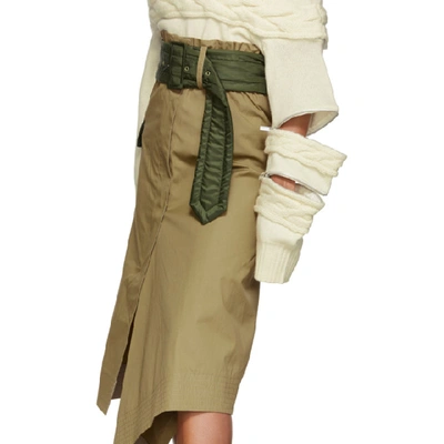 Shop Sacai Beige And Khaki Cotton Skirt