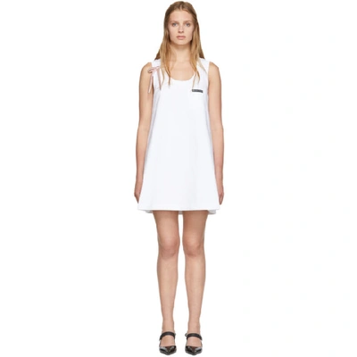 Shop Prada White Bow Detail Sleeveless Dress