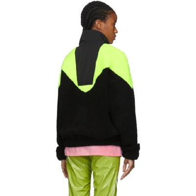 Shop Misbhv Black And Green Europa Fleece Jacket In Black/neong