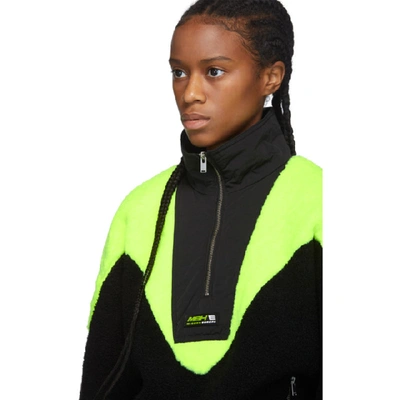 Shop Misbhv Black And Green Europa Fleece Jacket In Black/neong