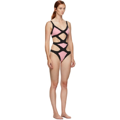 Shop Agent Provocateur Pink And Black Mazzy One-piece Swimsuit In Black/pink